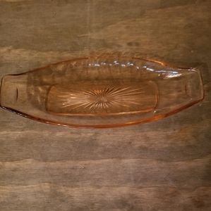 Pink Depression glass oblong serving platter